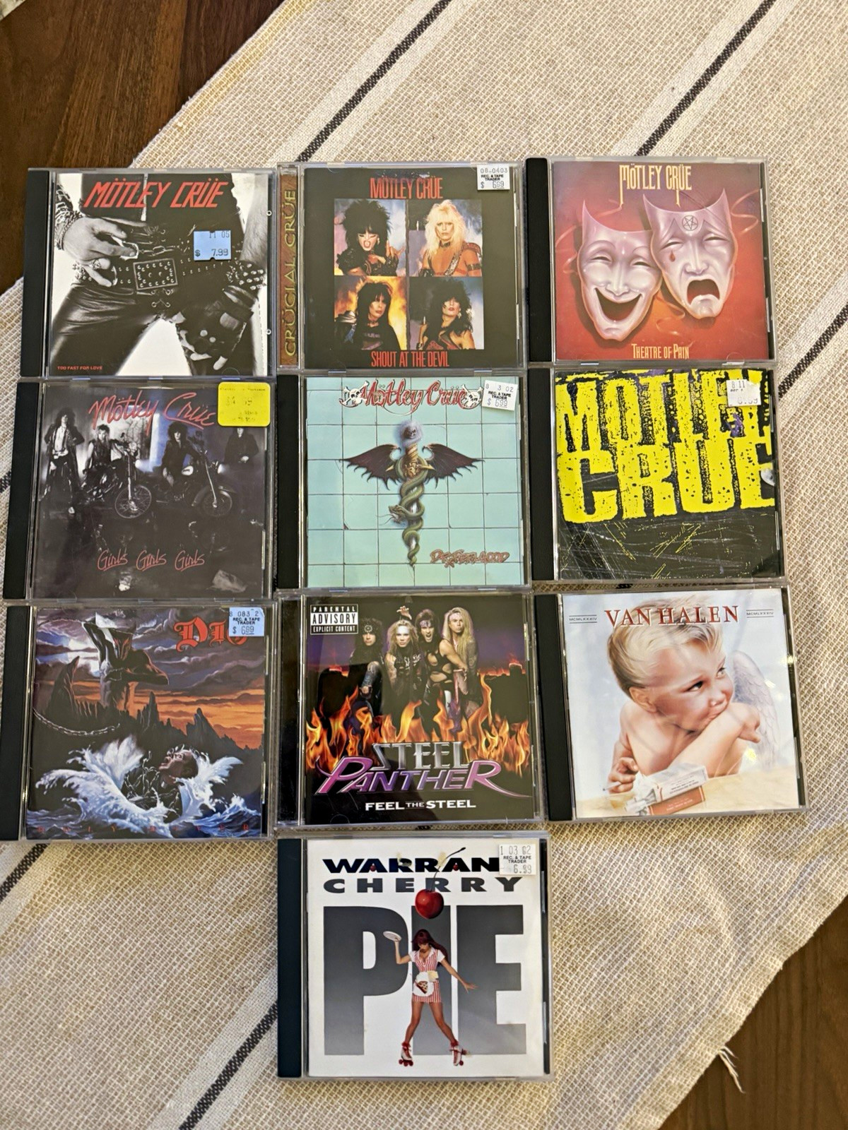Hard Rock lot of 10 Motley Crue, Dio, Warrant, Steel Panther and Van Halen
