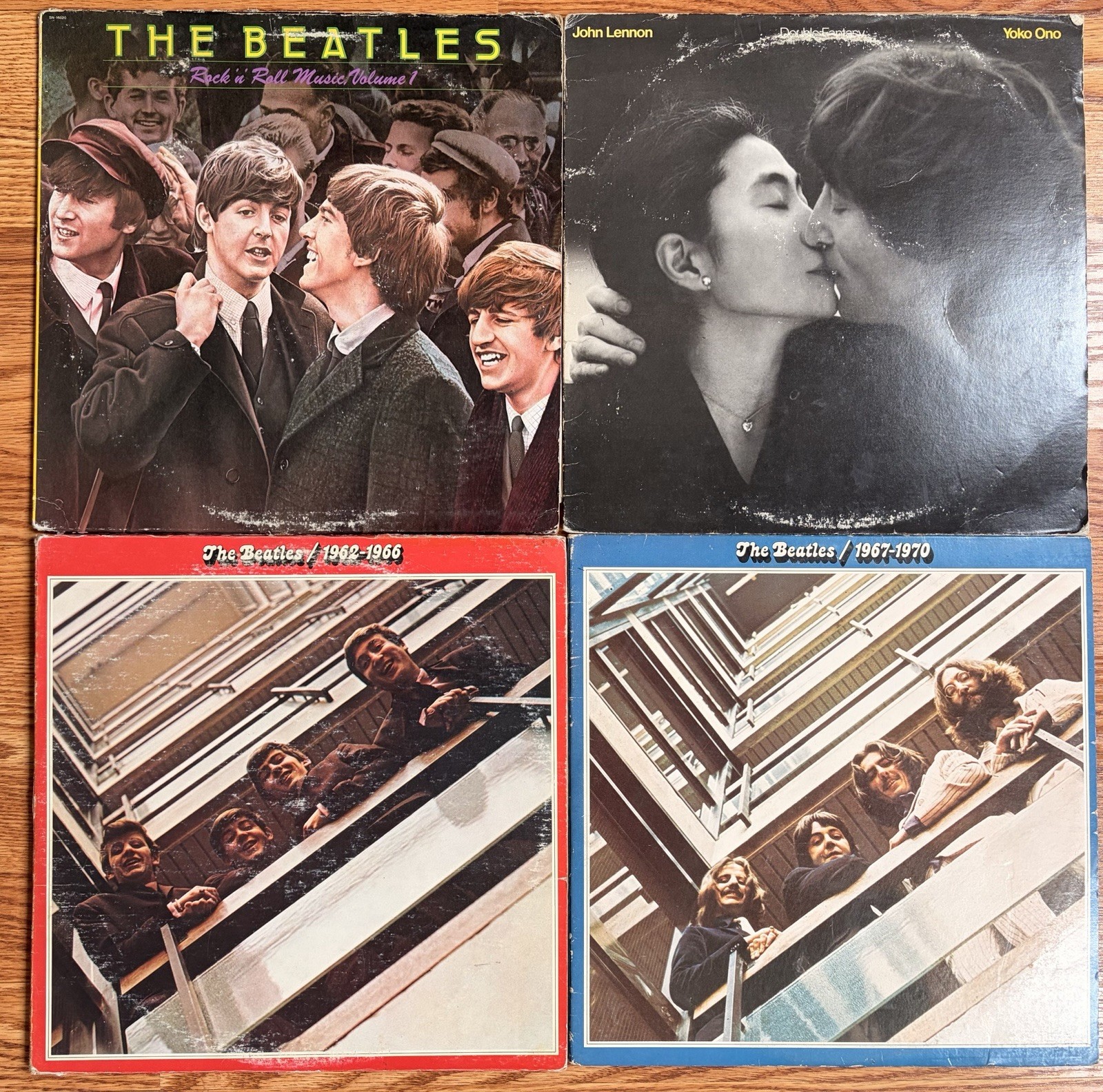 The Beatles John Lennon Vinyl LP Album Lot of 4 Red Blue Double Fantasy Apple