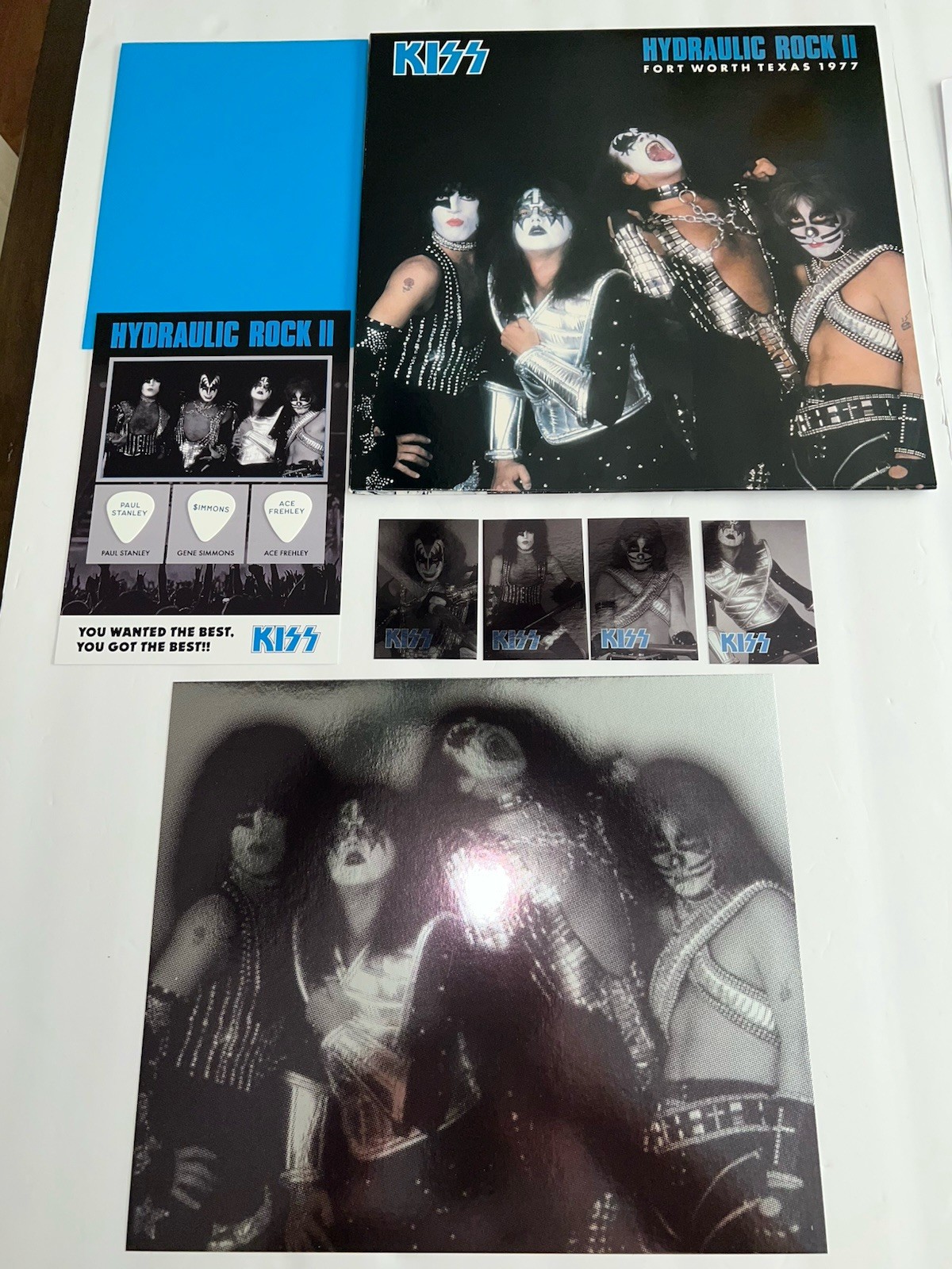 KISS HYDRAULIC ROCK II TRIPLE BLUE  LP/VINYL W/FOIL PRINT PICK CARD FOIL CARDS.