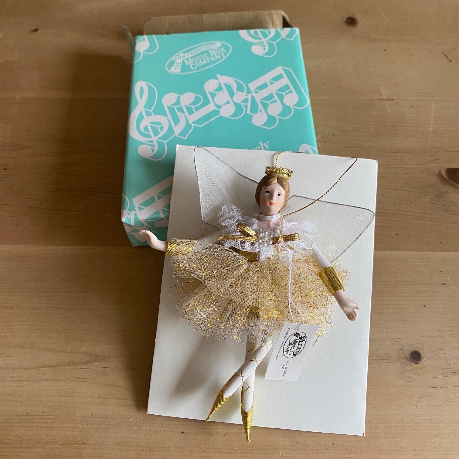 Vintage Ballerina Christmas Ornament 6” San Francisco Music Box Co. WORKS NIB