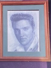 Elvis: Vintage Glass & Wood Photo Frame Pencil Drawn *EX* picture