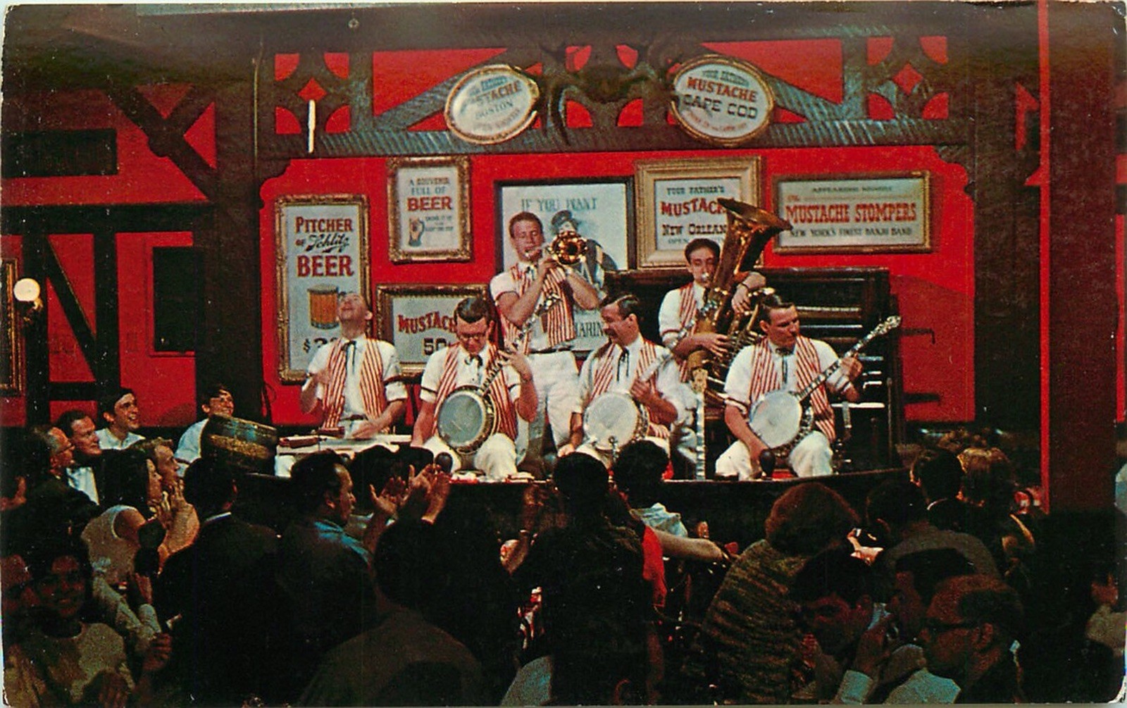 Your Father’s Mustache Banjo Band Vintage Advertising Postcard