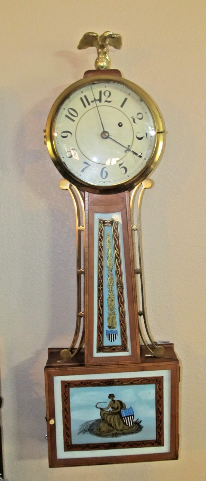 Kilbourne & Proctor Banjo Clock-Patriotic,Runs,American