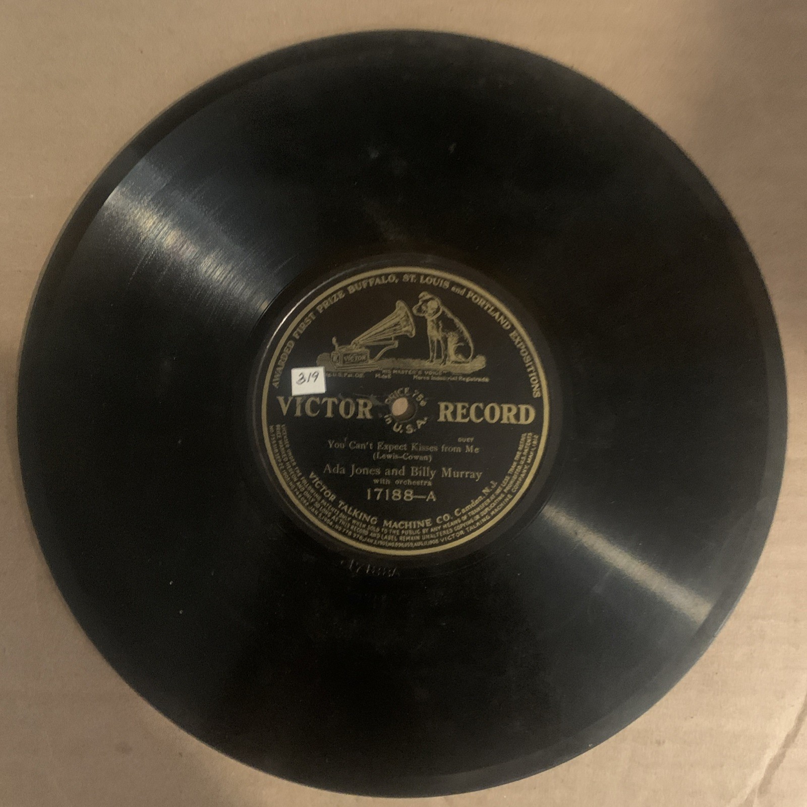 Ada Jones & Billy Murray, 78 rpm, V, You Can't Expect Kisses From Me, 17188