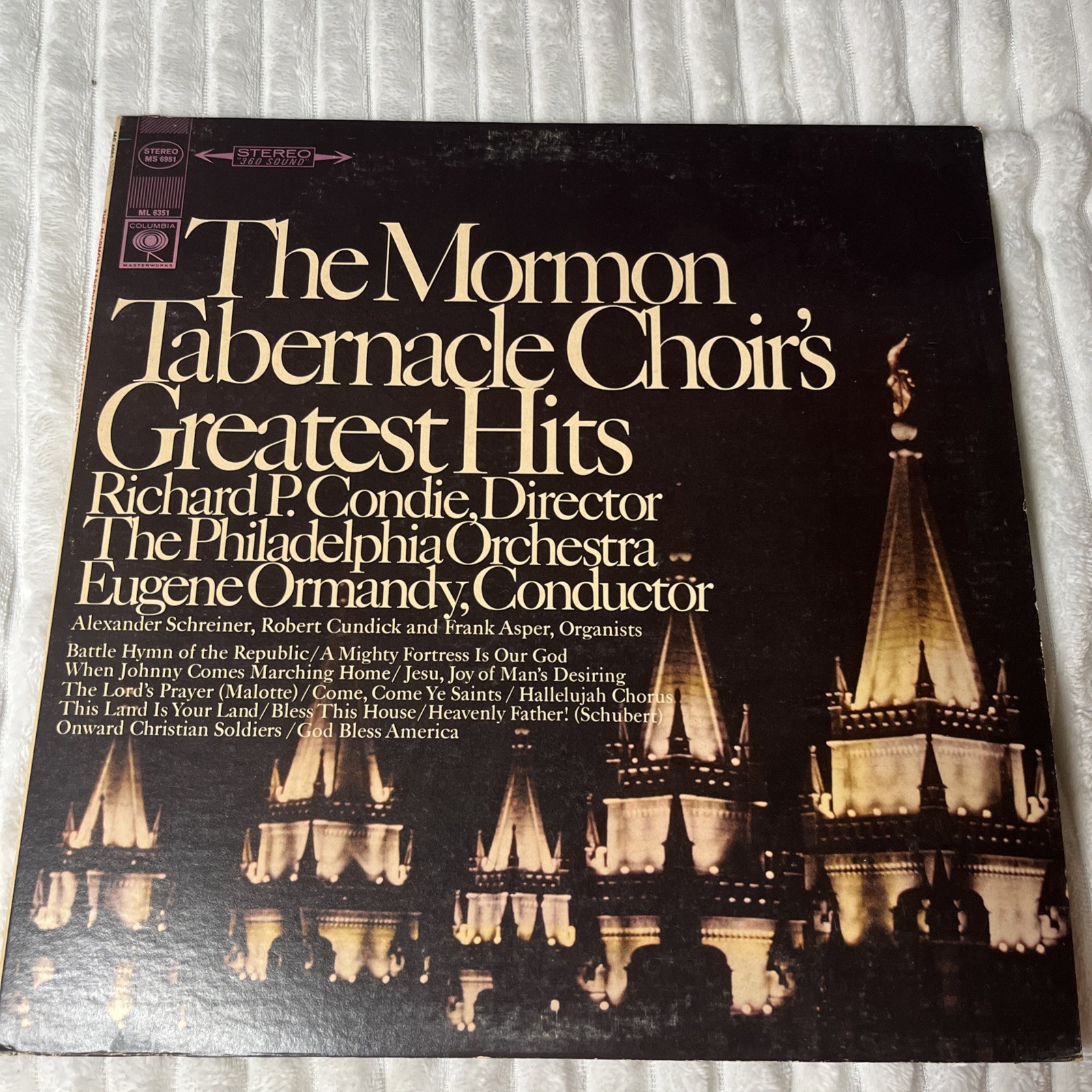 THE MORMON TABERNACLE CHOIR\'S GREATEST HITS VINYL LP COLUMBIA MS 6951 