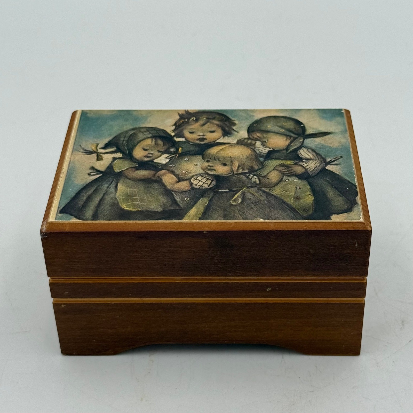 Vintage Reuge Swiss Music Box Raindrops Keep Fallin On My Head Wood Children Lid