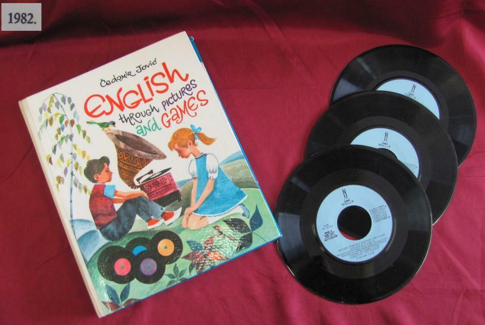 1982 VINTAGE ENGLISH LEARNING BOOK w/6 PLATTER VYNIL RECORDS