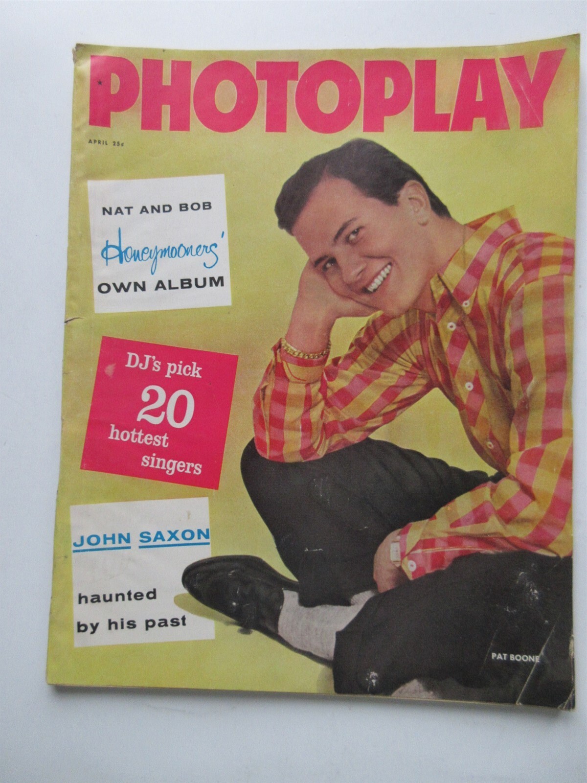 Photoplay Magazine April 1958 Pat Boone - John Saxon No Label