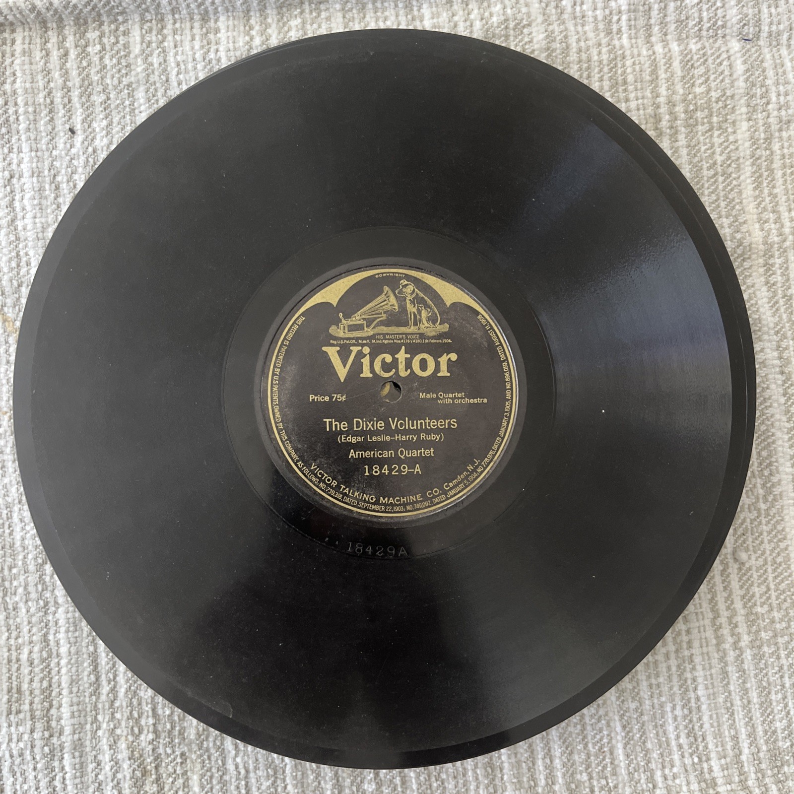 Dixie Volunteers/I Miss The Old Folks Van Schenck American Quartet Victor 18429