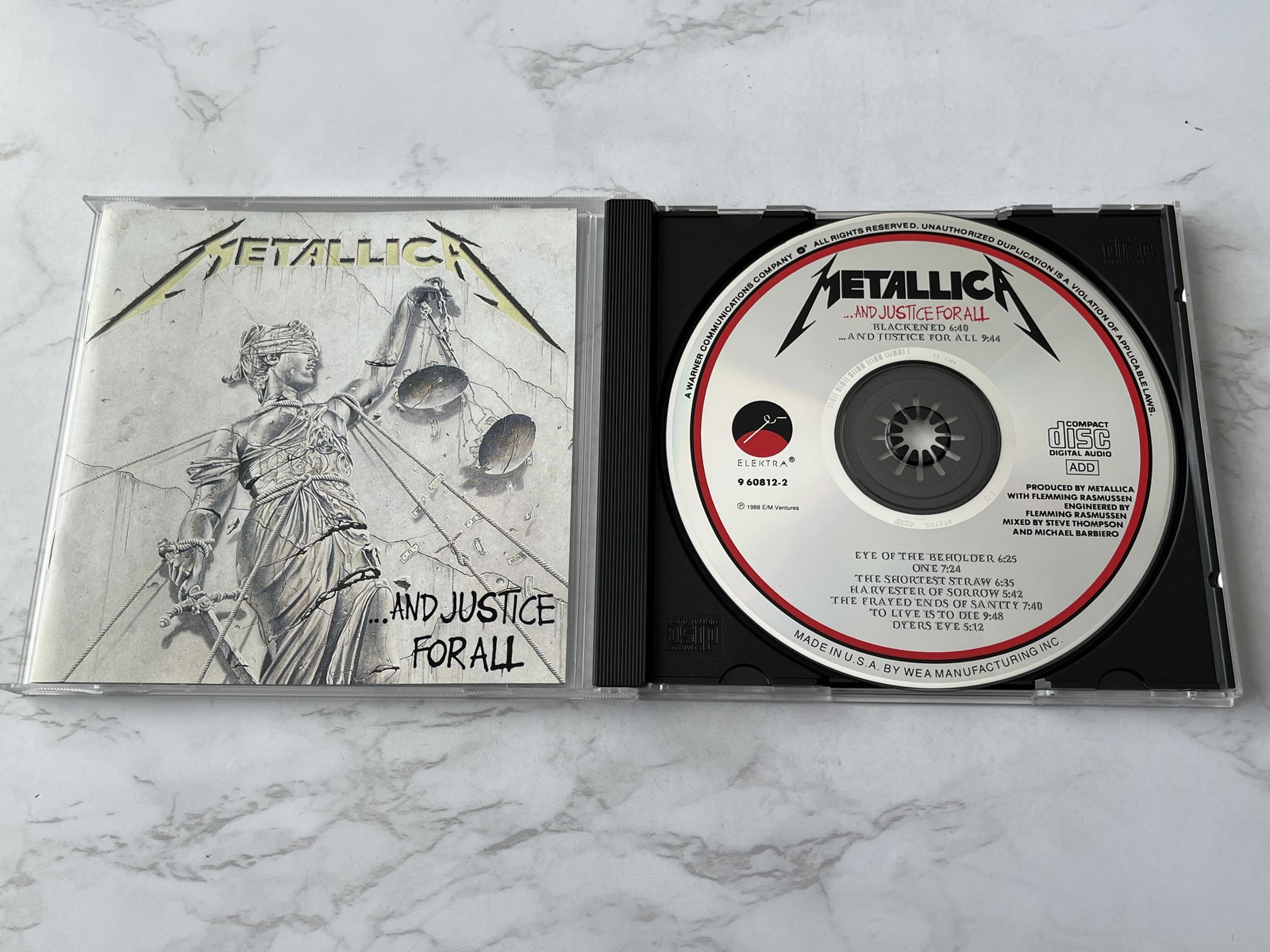 Metallica And Justice For All CD Elektra 960812-2 James Heftier, Lars Ulrich One