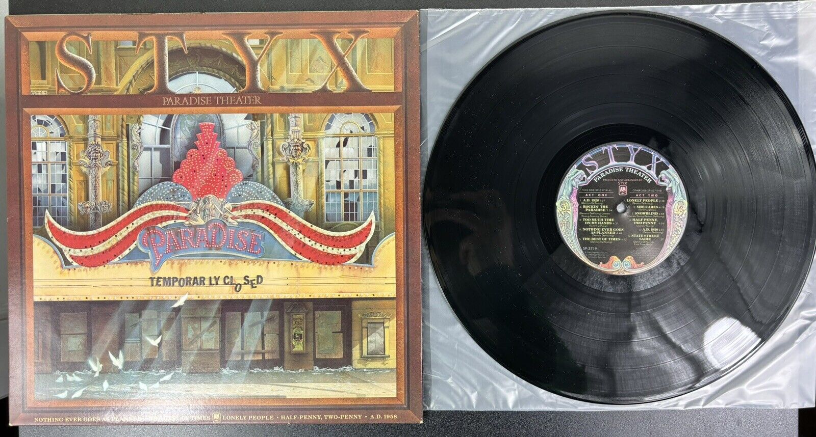 Styx - Paradise Theater - Vintage 1981 Pop Rock A&M SP-3719 Etched 1ST Press 
