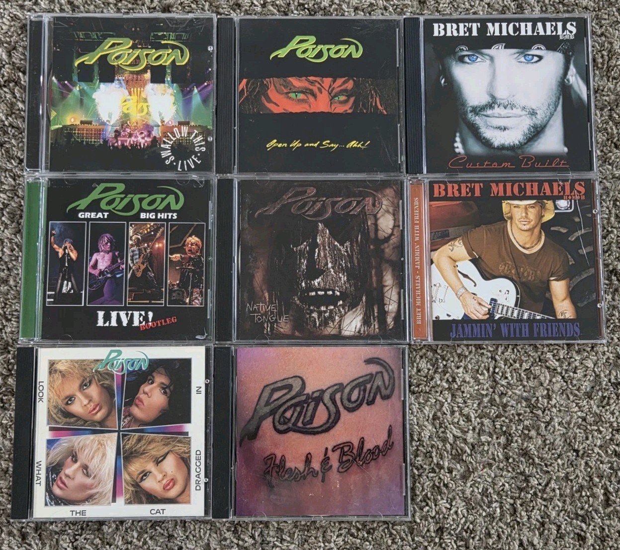 Instant POISON & Bret Michaels Collection 8 CD lot - Cat Dragged, Live, Open Up