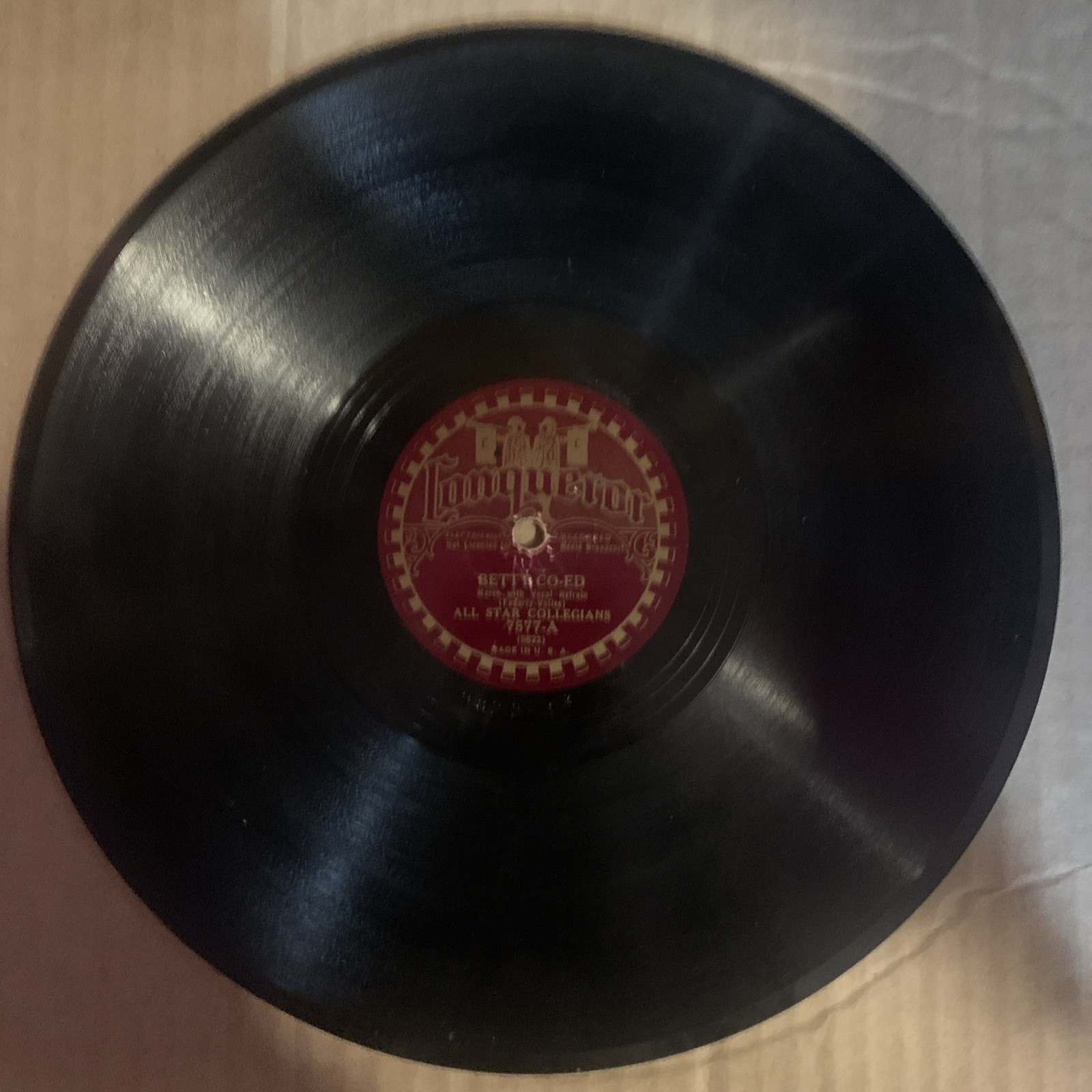 All Star Collegians, 78 rpm, V, Betty Co-Ed, 7577 (Depression Era)