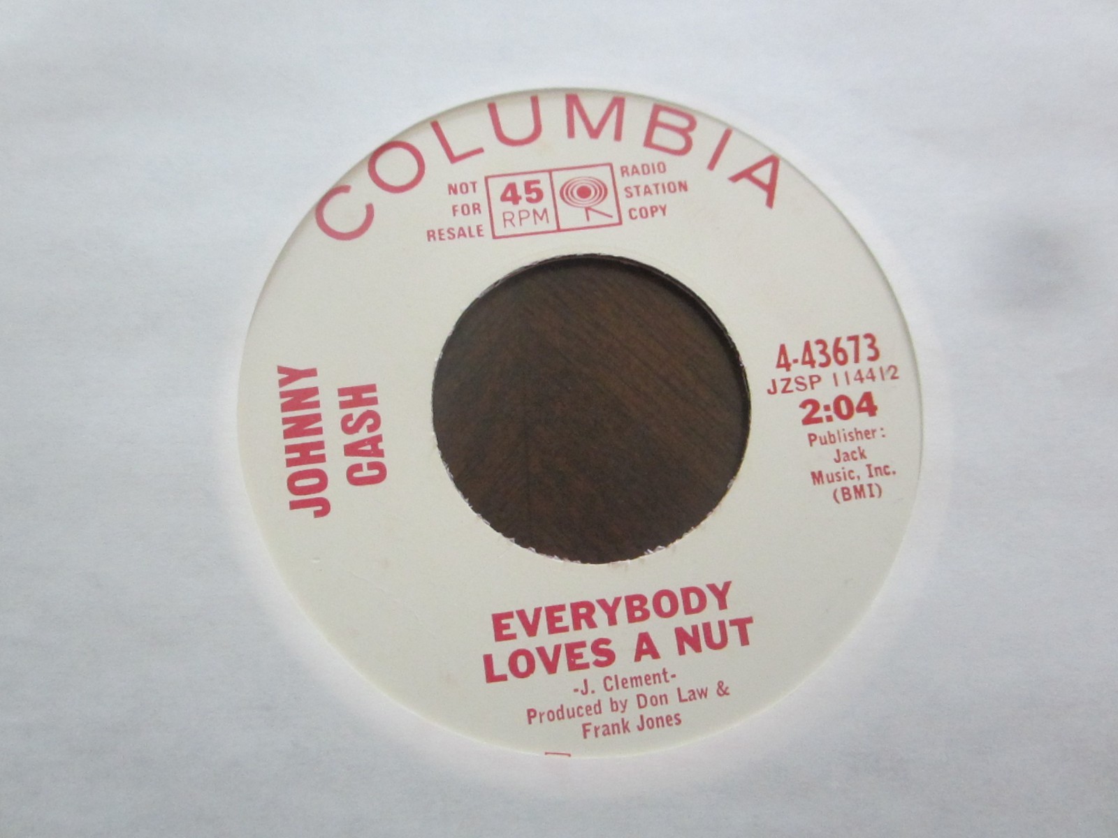 VINTAGE JOHNNY CASH 45 PROMO - EVERYBODY LOVES A NUT  SIDES A & B HTF RED VINYL