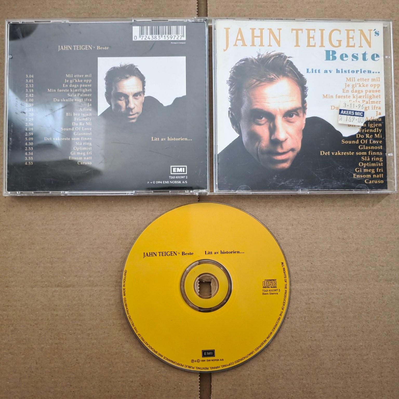 Jahn Teigen – Beste CD 1994 Norwegian Pop Greatest Hits EMI Holland