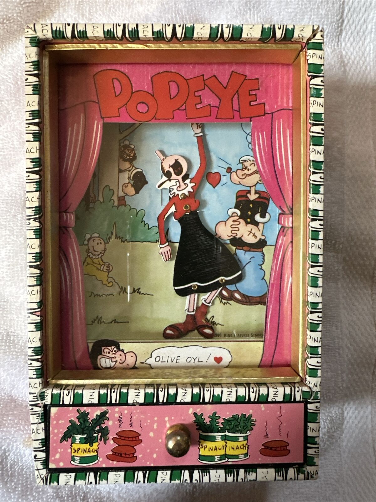 Vintage POPEYE Olive OLY MUSIC BOX 1980 by KING FEATURES SYNDICATE  WORKS