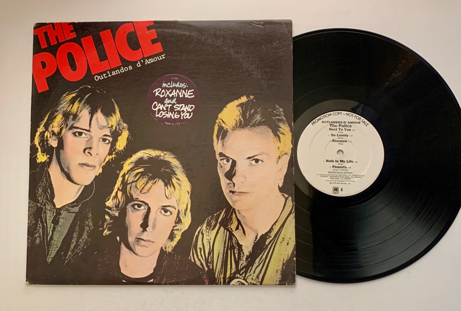 THE POLICE Outlandos D'Amour VG++ A&M original White Label PROMO vinyl LP hype