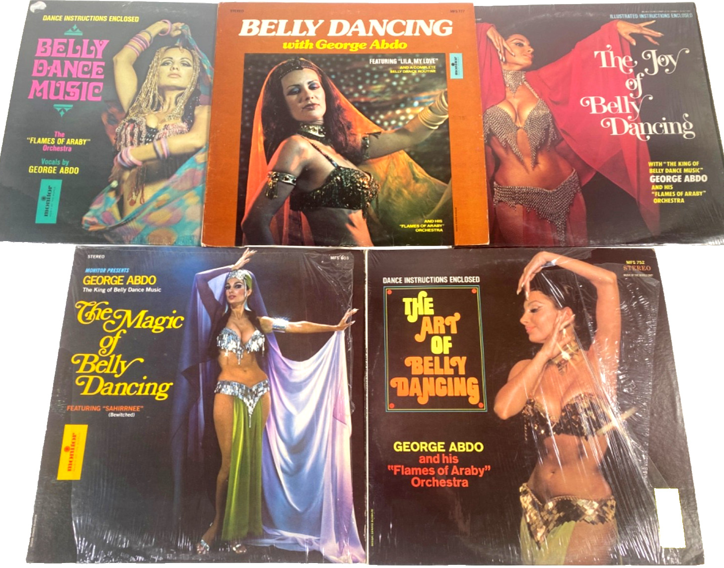 1970s BELLY DANCING MUSIC by GEORGE ABDO lot of five LP records MIDDLE EASTERN