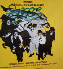 SUGGS (Graham McPherson) HAND SIGNED 1980s VG+ Madness Our House/CARDIAC 45 picture