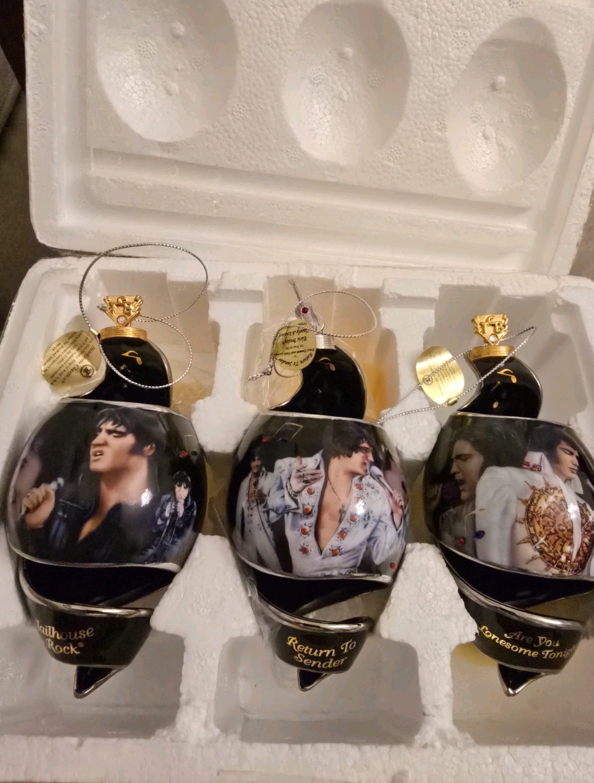 Elvis Presley Original Hanging Ornament Christmas Set of 3 Bradford Exchange 