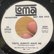 THE APOLLAS You’ll Always Have Me 45 LOMA PROMO Northern Soul Popcorn VG++* picture