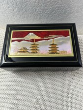 Japanese Vintage Collection music box valuables Jewelry box Black Red picture