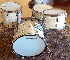 Slingerland White Pearl 4-Piece Acoustic Drum Kit Wood Bass Snare Tom Floor picture