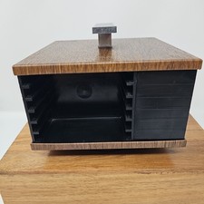 Esmond Cassette Tape Carousel Vintage 1970 Rotating 24-Slot Storage Faux Wood picture