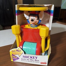 Disney Mickey Mouse Roll & Pop Up Musical Note Drum Jack In The Box Toy Vintage picture
