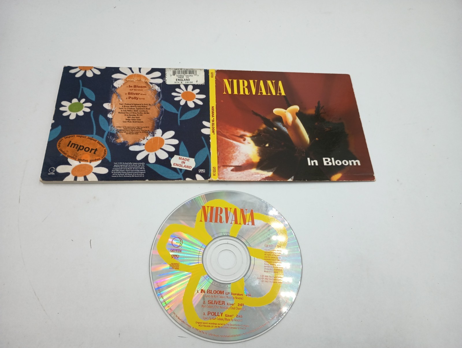 RARE 1992 NIRVANA CD IN BLOOM (LP VERSION) IMPORT SLIVER & POLLY (LIVE) GEFFEN