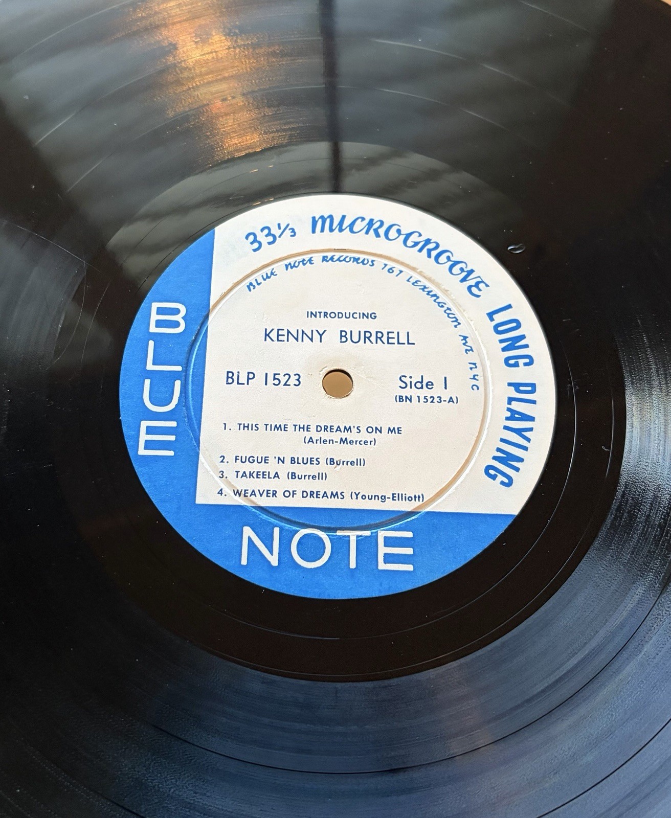 Kenny Burrell Introducing Blue Note 1523 RVG P/ear Lexington Flat DISC ONLY