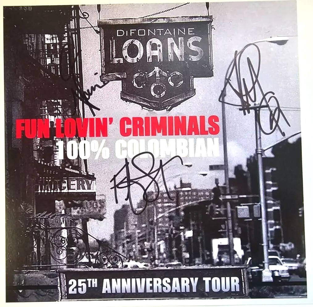 Fun Lovin Criminals HAND Signed A4 presentation on glossy print by Band Members