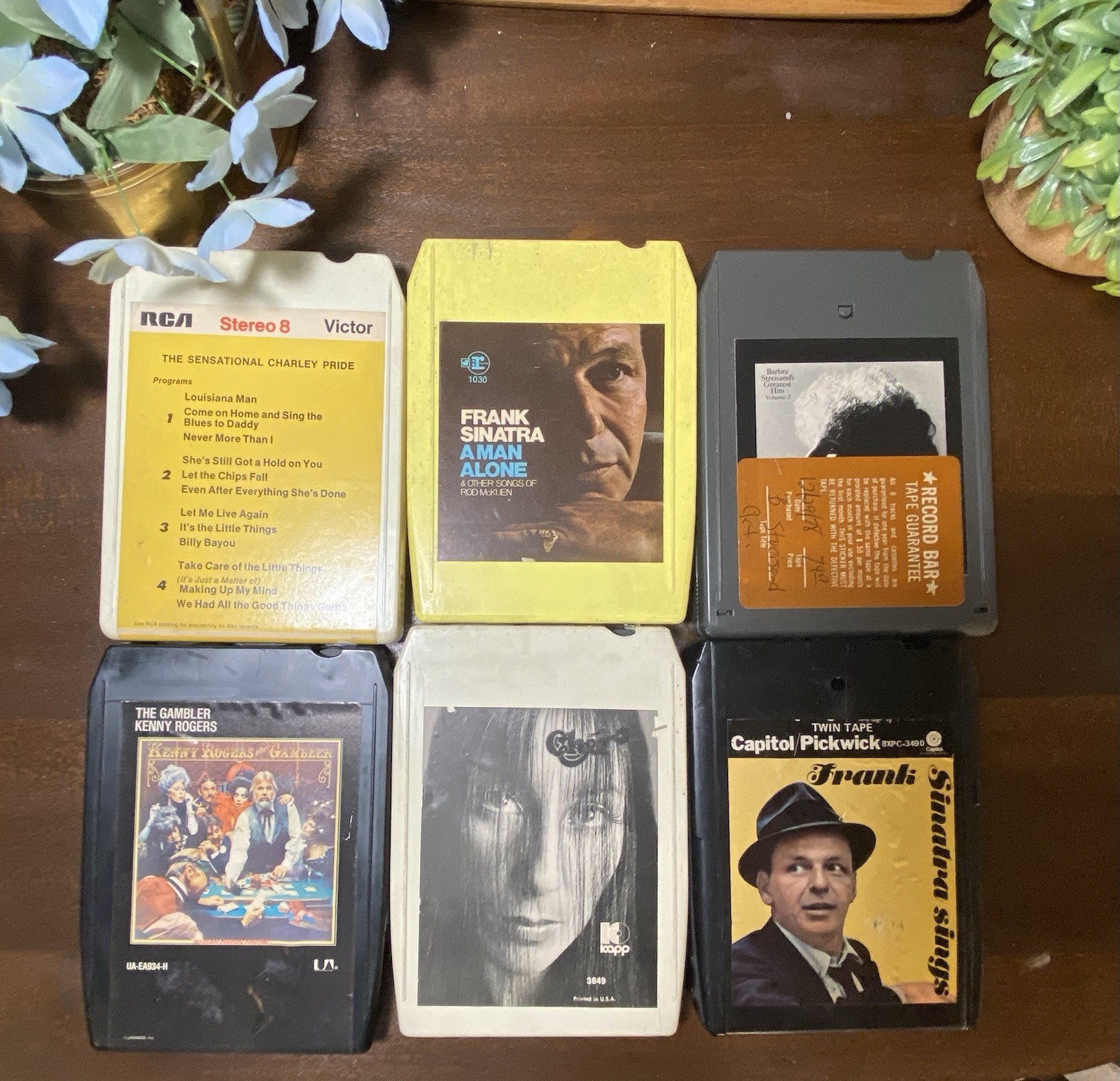 Lot Of 6 8-Track Tapes - Frank Sinatra, Cher, Kenny Rogers, Charley Pride