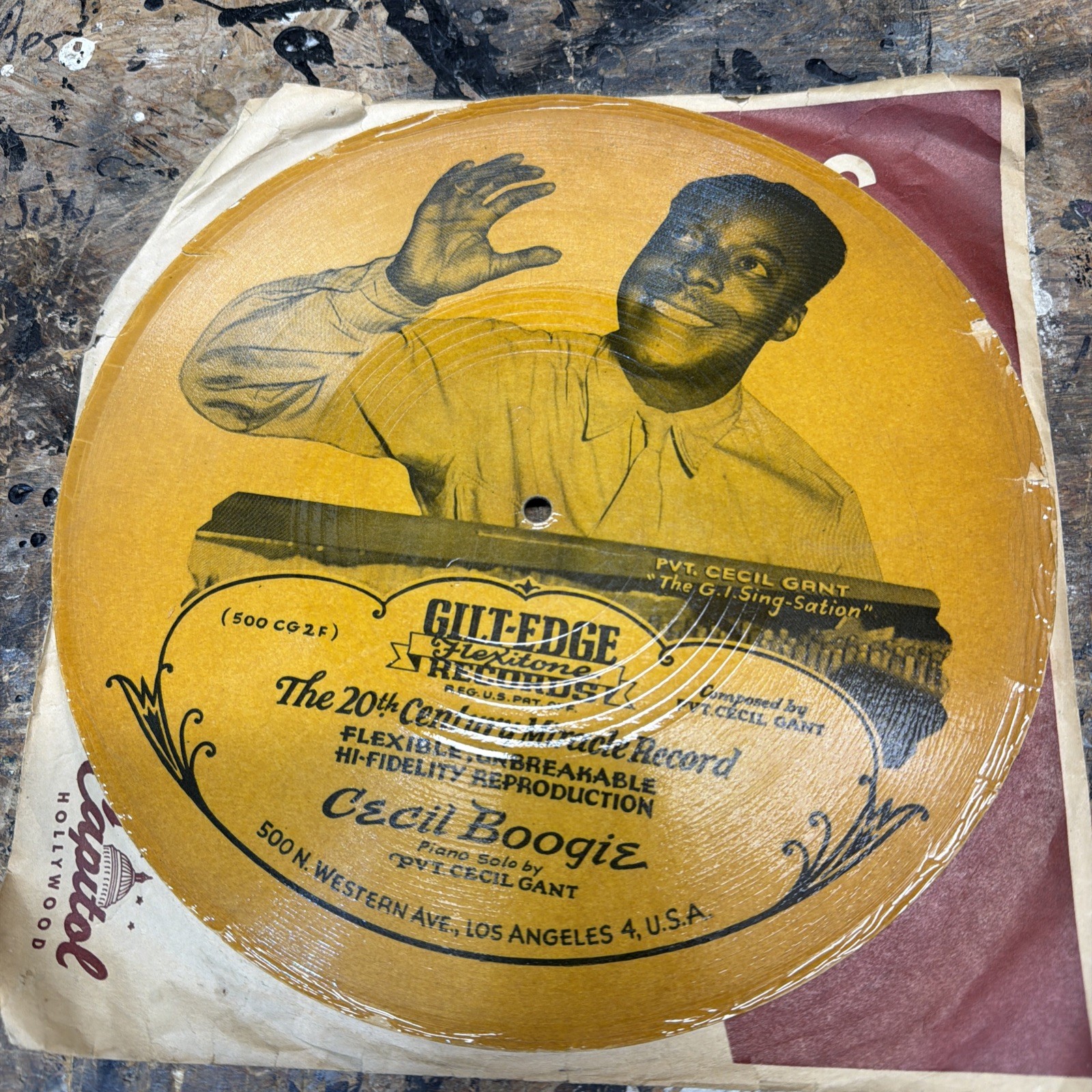 Picture Record African American Cecil Gant I Wonder Boogie Gilt Edge 78 RPM