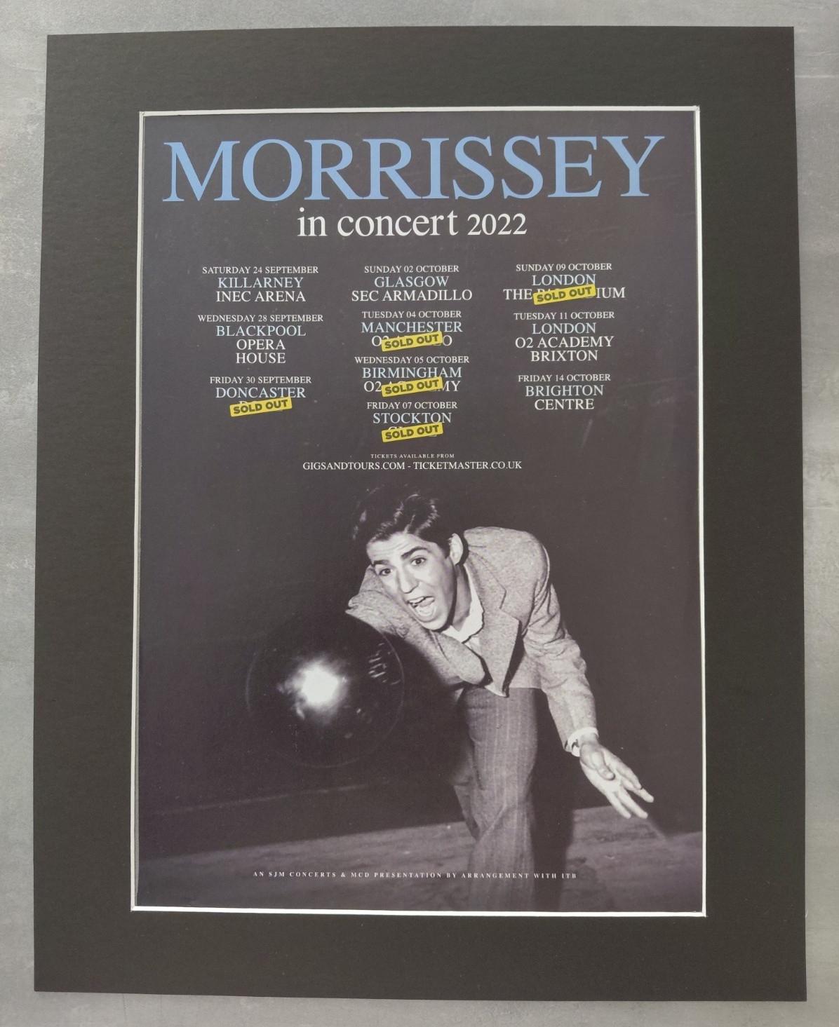 Morrissey 2022 UK Tour Advert Original Tour Advert Mounted 14x11
