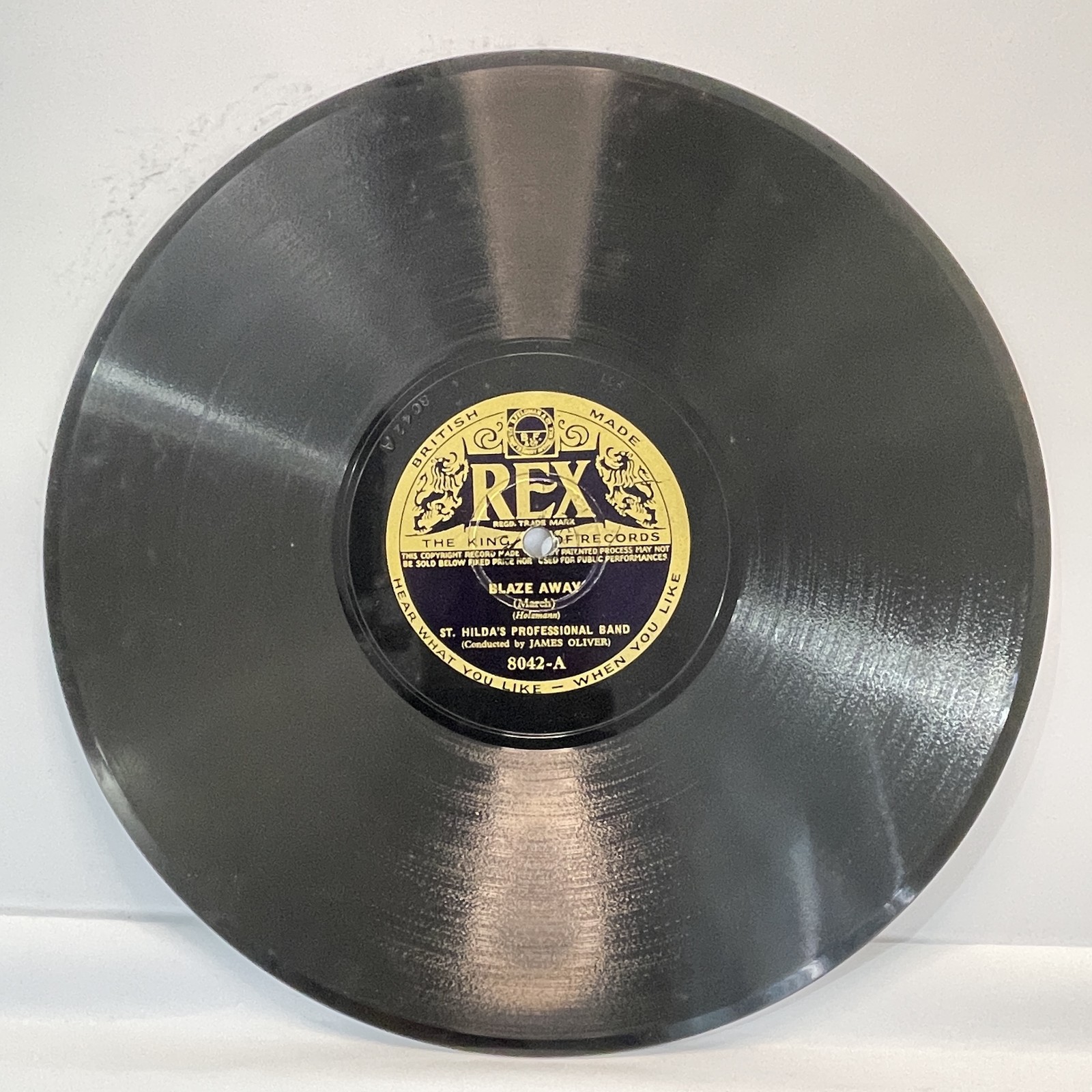 REX Records 78rpm Blaze Away March St Hilda's Band Vintage Shellac 8042