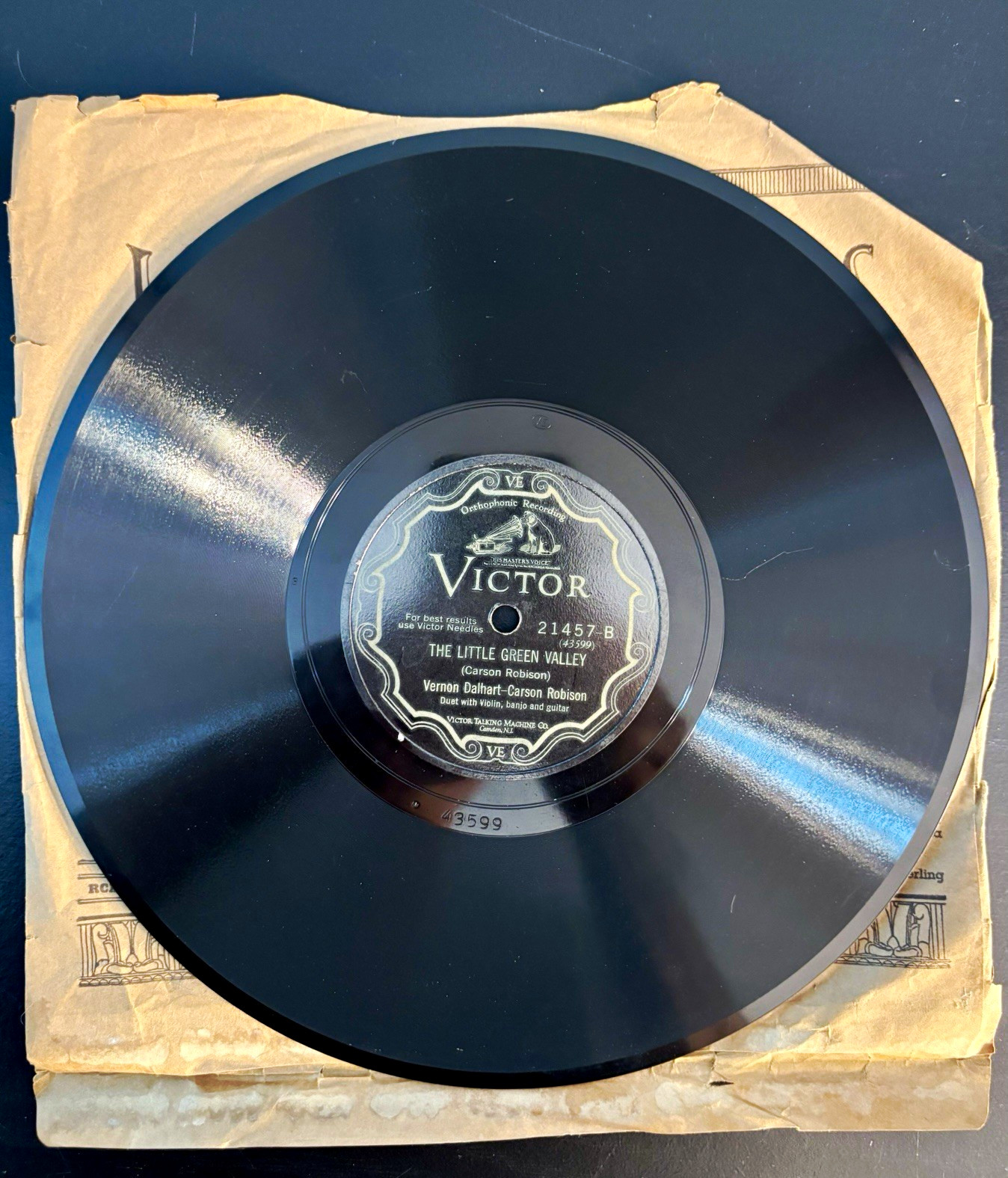 Victor 21457 Vernon Dalhart & Carson Robison 78RPM Little Green Valley untested