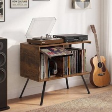 Flip Top Record Player Stand with Vinyl Storage up to 150 Albums picture
