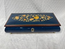 Vintage Blue Sorrento Wood Inlay Music Box (Works) picture