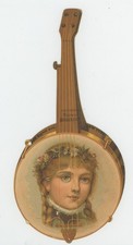 Diecut Banjo Peisers Millinery 1880's Trade Card picture
