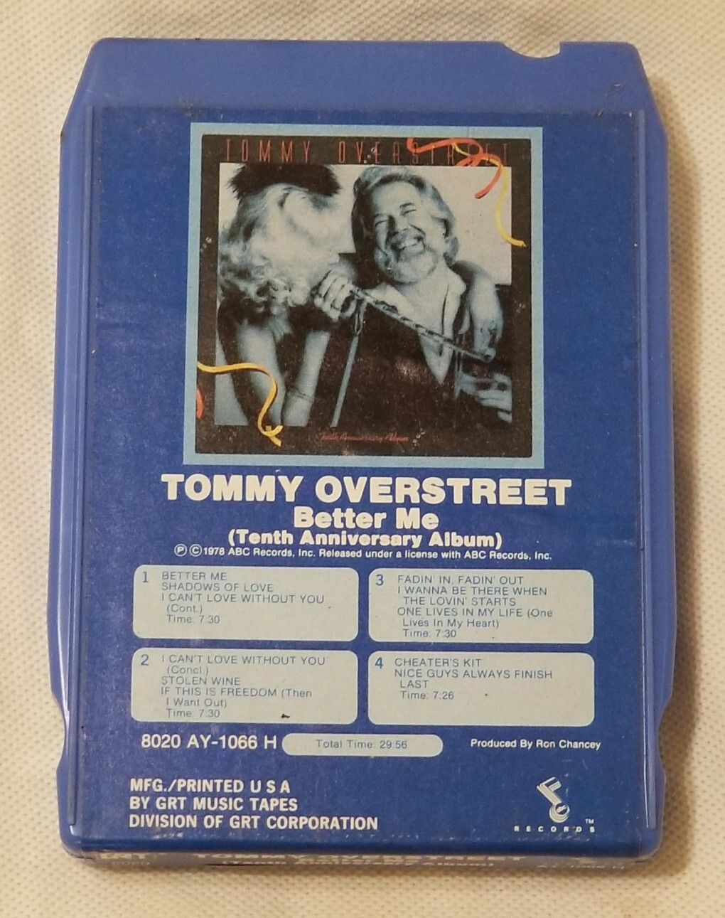 Tommy Overstreet Better Me Tenth Anniversary Album 8-Track Tape 
