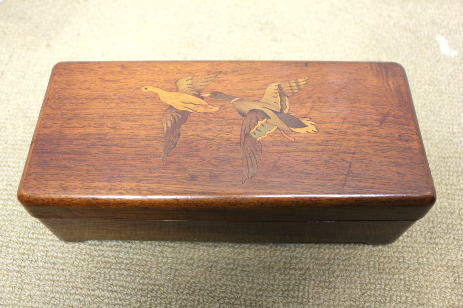 Vintage Box with Inlaid Birds and Thorens Waltz Music Box Inserted