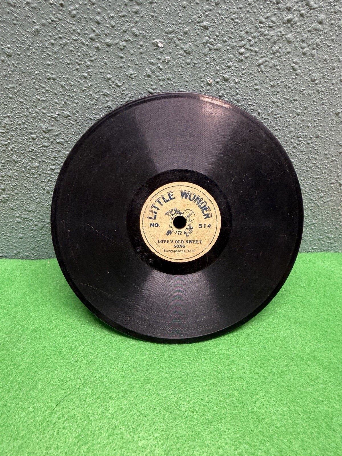 Antique Early Little Wonder Record #514 Single Sided 1909 Patent Good Label