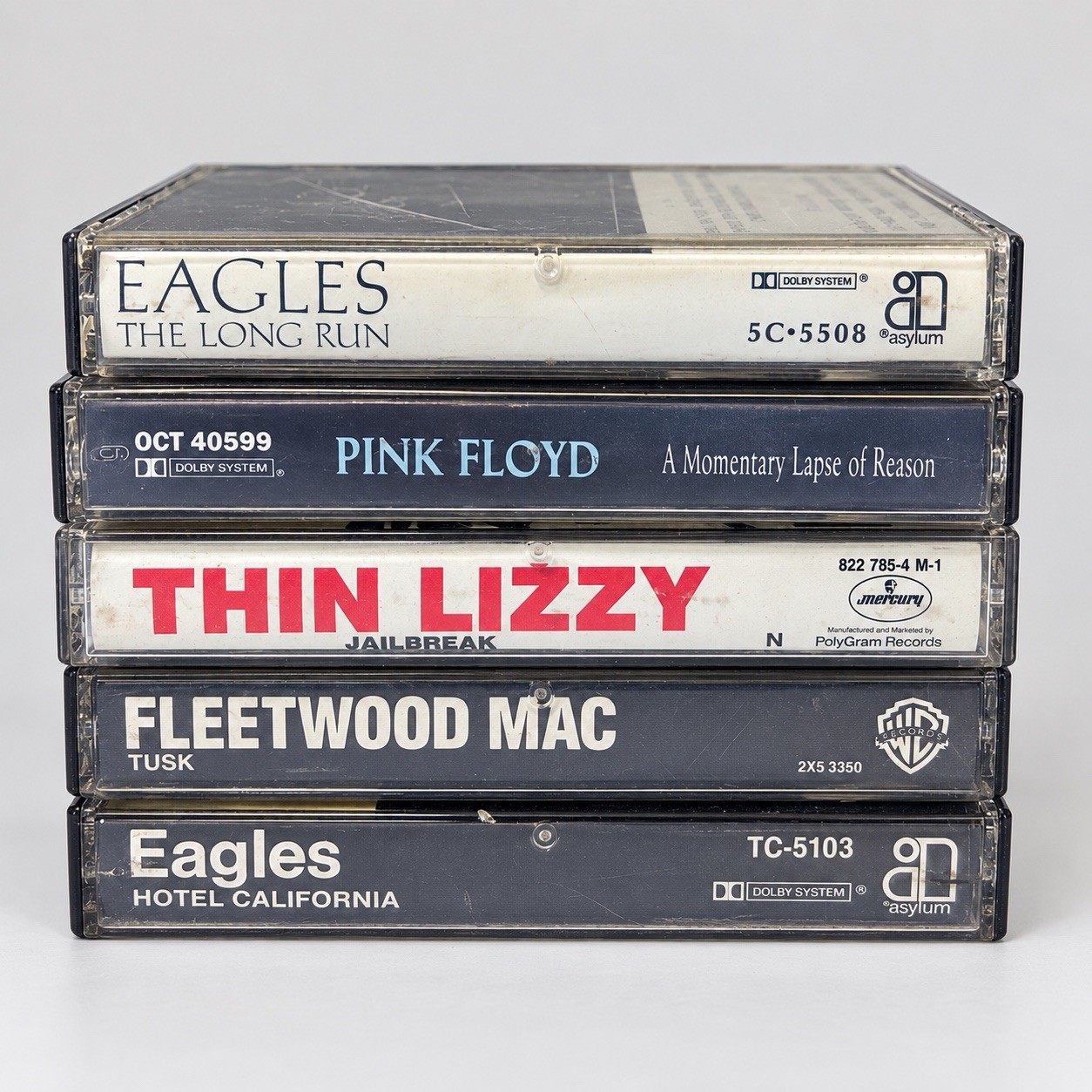Lot 5 Vintage 70s Rock Pop Cassette Tapes Pink Floyd, Lizzy, Eagles, Fleetwood