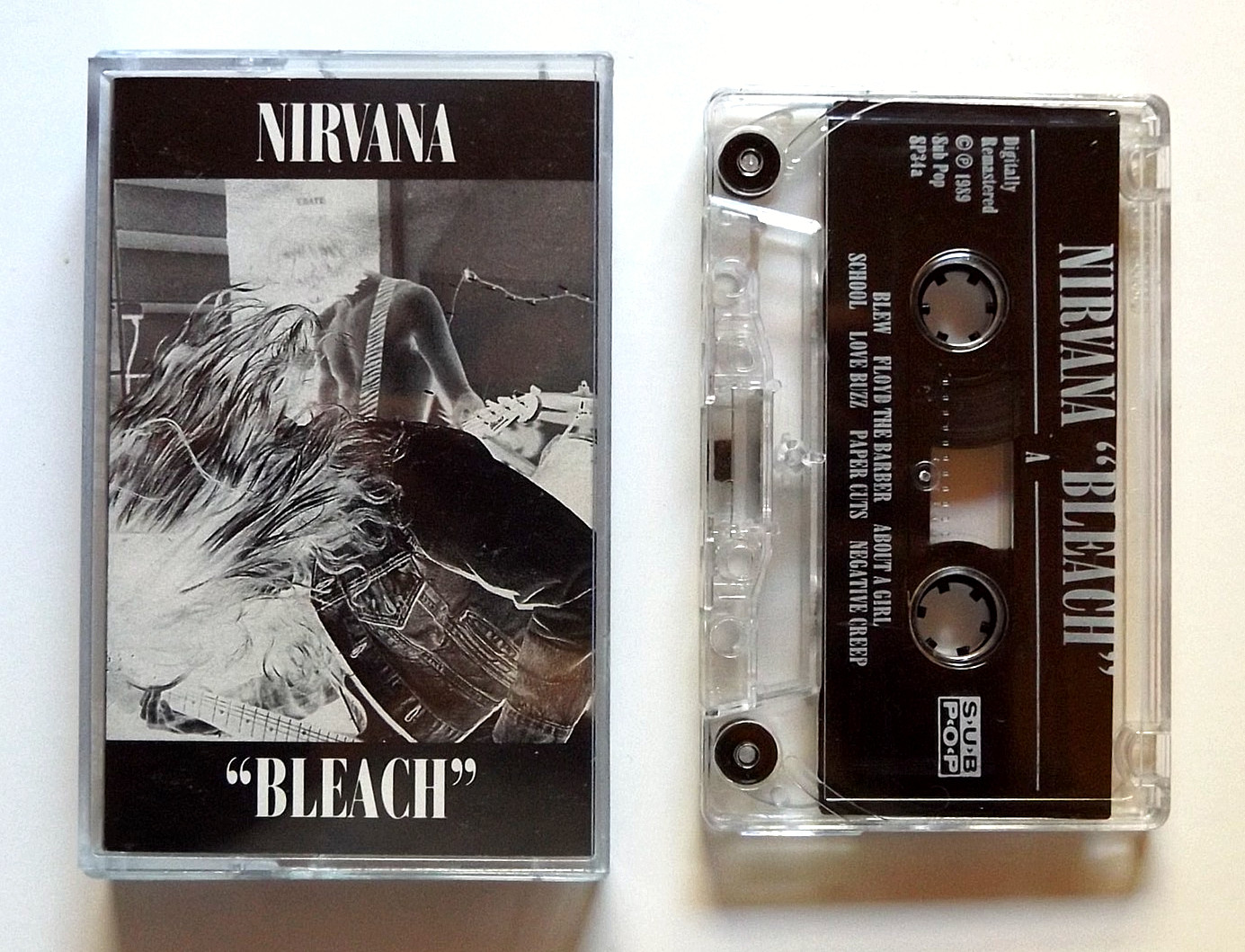 1989-1992 SUBPOP SP34A RECORDS NIRVANA BLEACH CASSETTE TAPE 'ABOUT A GIRL'