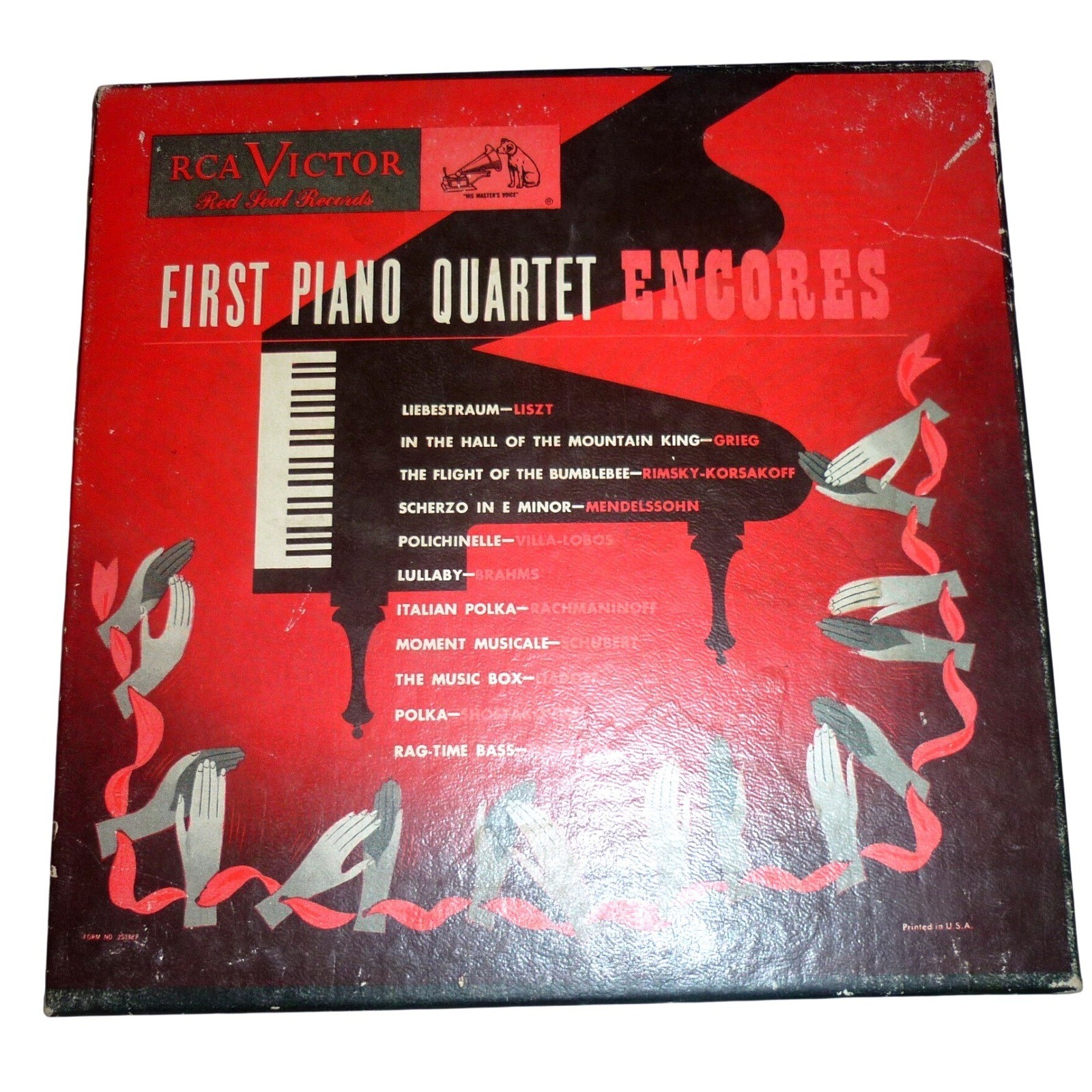 RCA Victor Red Seal 45 RPM First Piano Quartet Grieg Bumblebee Red Vinyl Set