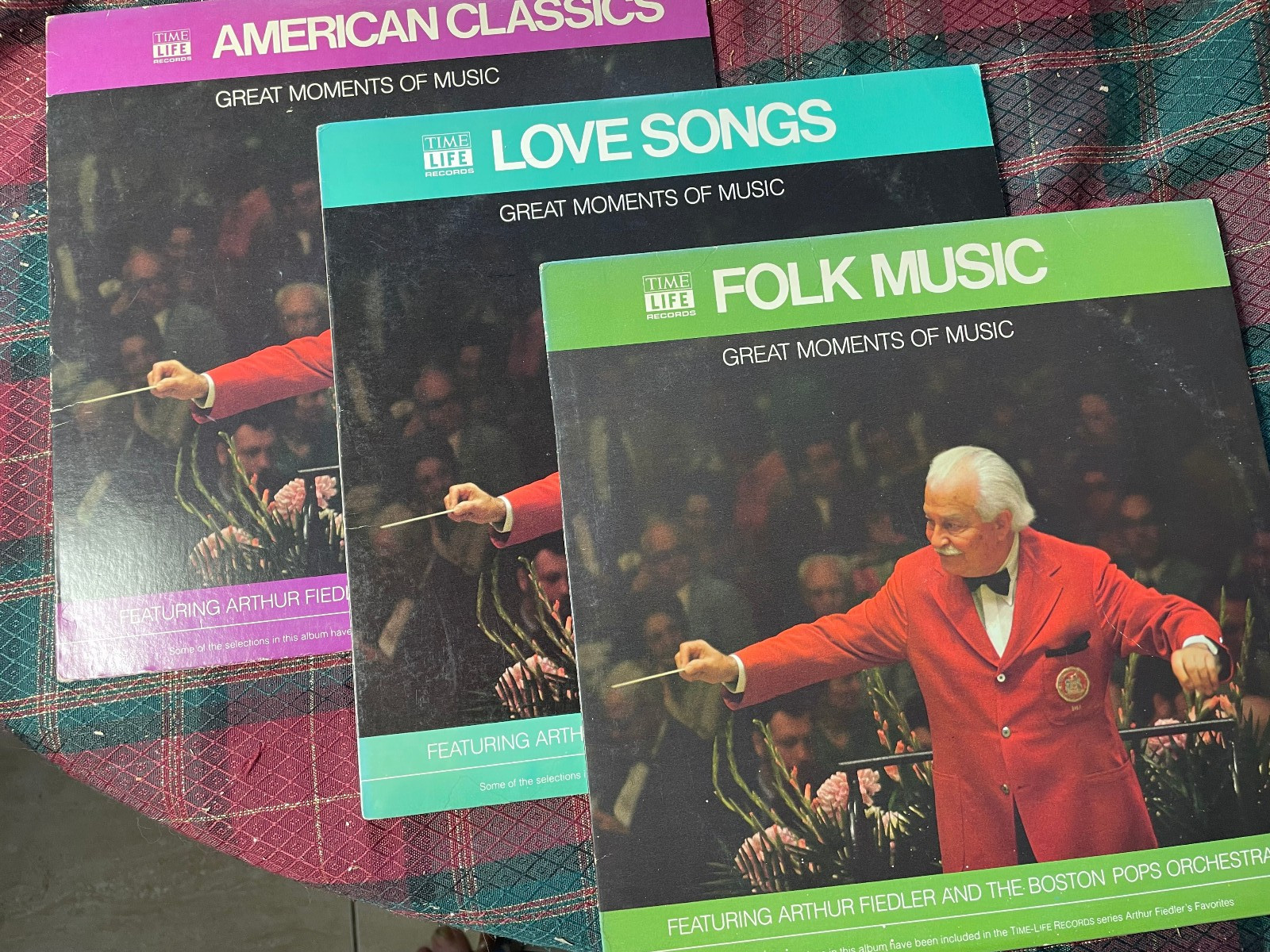 3 Great Moments Of Music LP's Love Songs, Folk Music, American Classics VG
