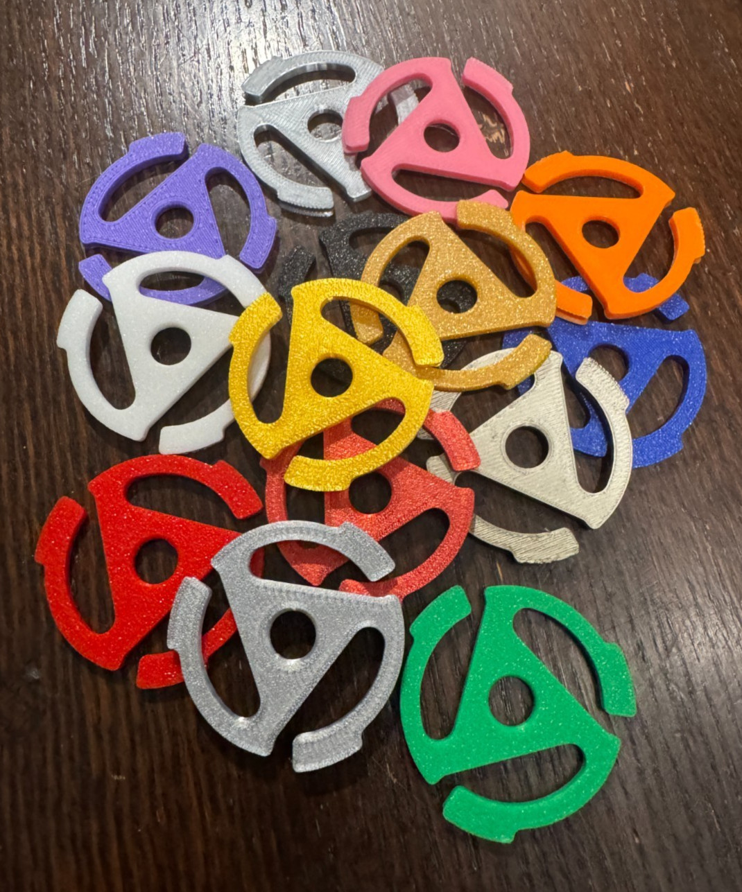 45 RPM Vinyl Record Adapters  Rainbow 25 Pack Colored – Spider Snap-In Inserts