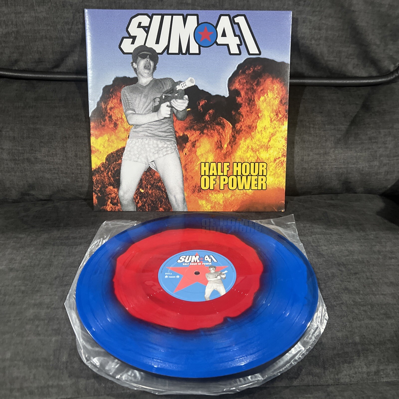 Sum 41 RARE Red & Blue Haze Colored Vinyl Record HALF HOUR OF POWER Album LP