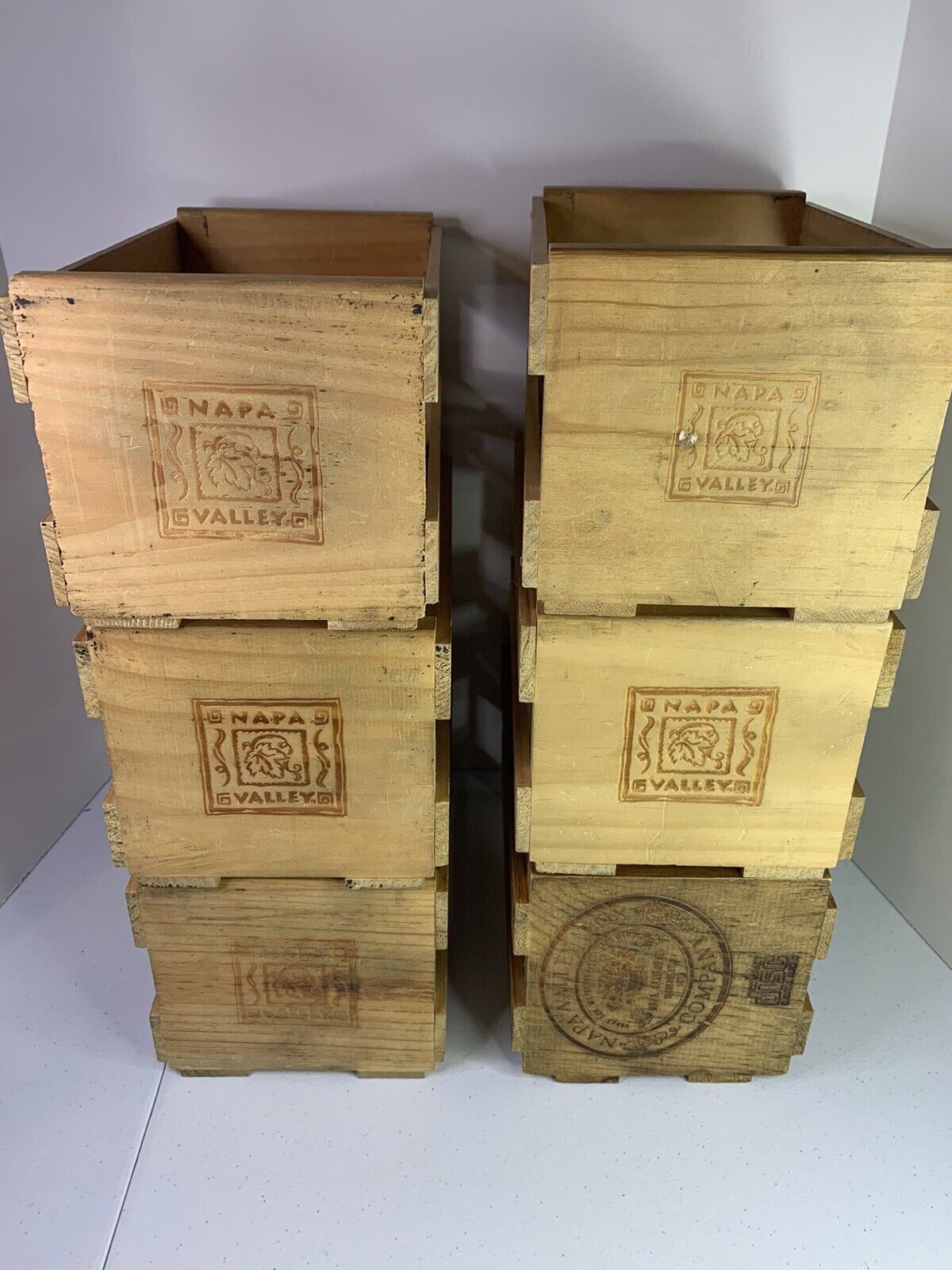 6x Napa Valley Wooden Crate Storage Box Holds 20 CD Disc Holder Media Organizer
